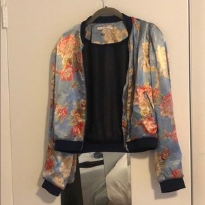 Floral silk bomber jacket